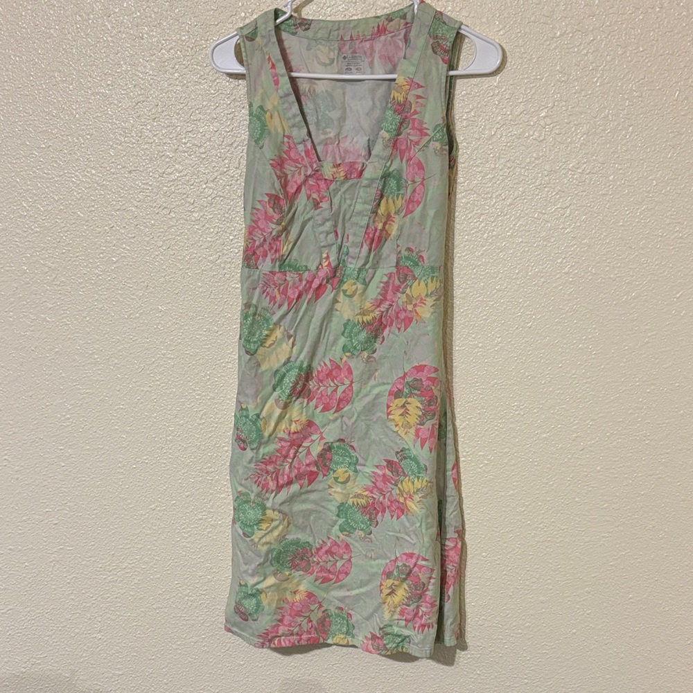 Columbia Floral Tropical Dress - Green and Pink